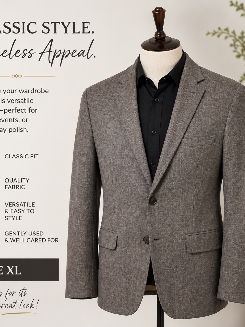 Classic Gray Men's Blazer - Tailored Timeless Style